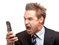 Man yelling at his cell phone